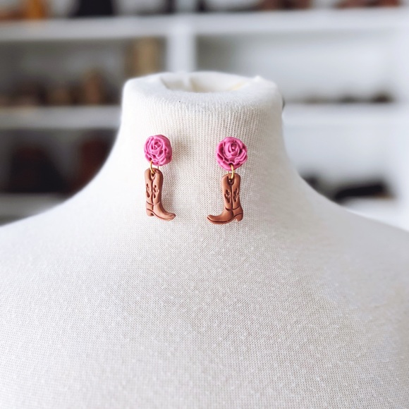 Cowgirl Boots + Rose Earrings - Picture 2 of 7